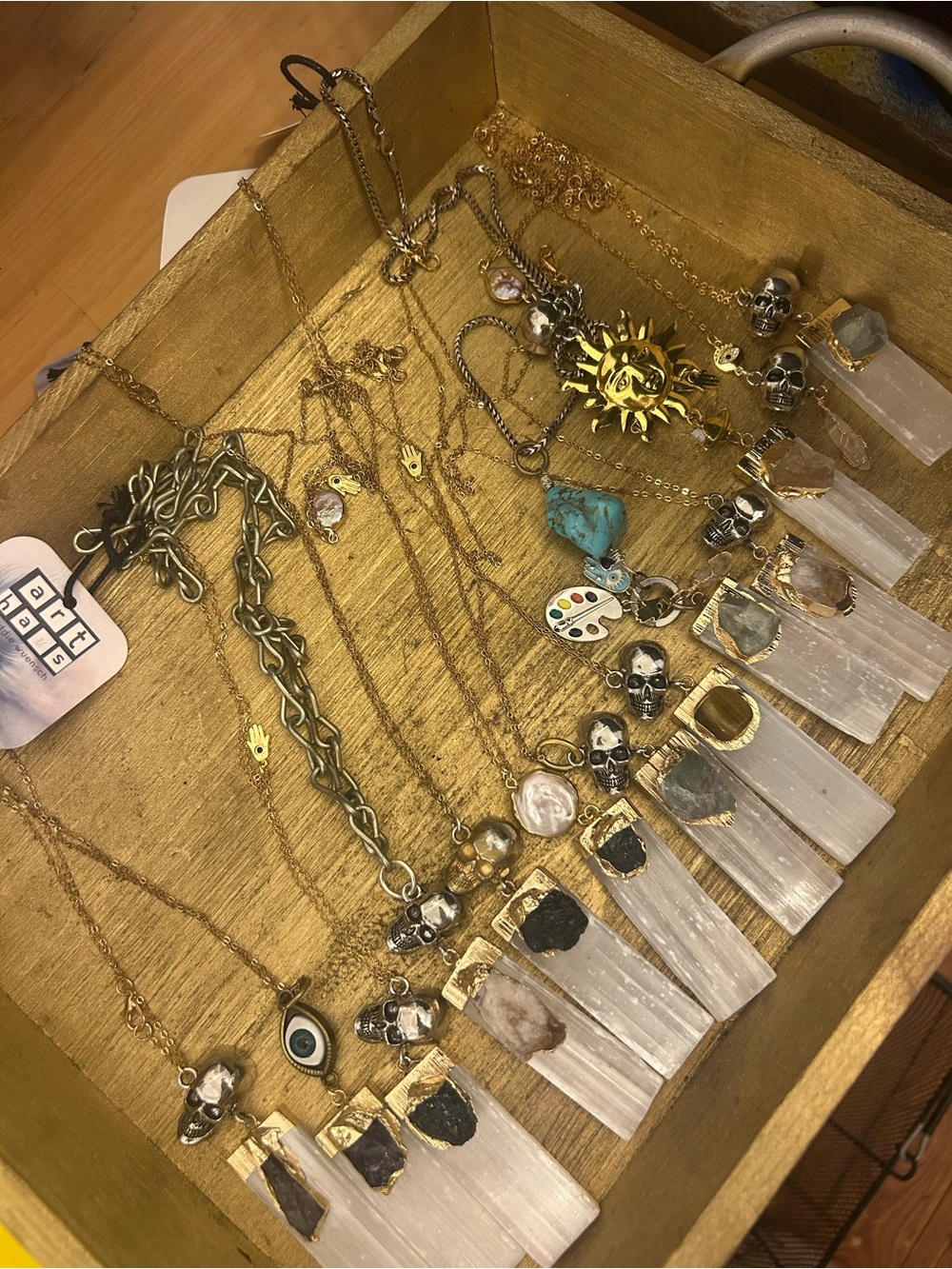 Lot of selenite necklaces Gold Sun & Crystal Pendant Necklaces - Women Jewelry